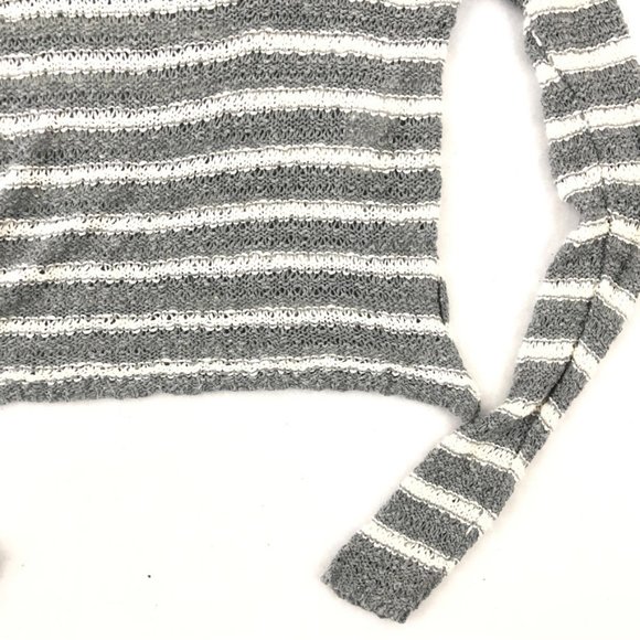 Hollister Striped Crew Neck Sweater - Gray and White - Picture 3 of 13